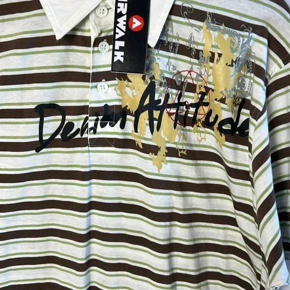 NWT, retro AIRWALK striped men polo shirt,2 tone,cosplay,ASO Big Bang, 70’s, - Picture 2 of 15